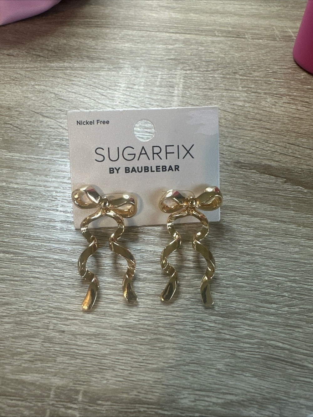 BaubleBar Gold Ribbon Drop Earrings